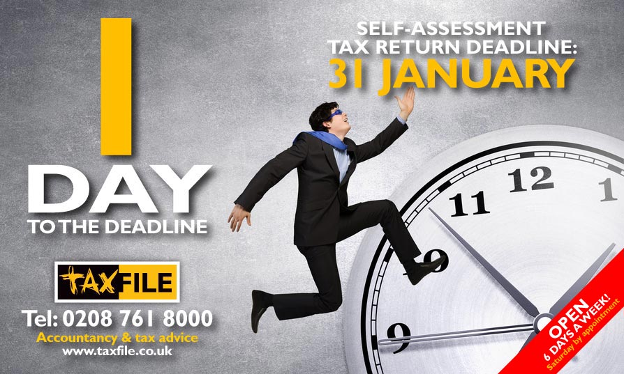 1 day to the self-assessment tax return deadline!