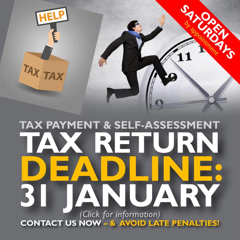 The self-assessment tax return deadline is 31 January. Taxfile's tax agents are available 6 days a week (incl. this Saturday 31st by appointment). The self-assessment tax return deadline is 31 January. Taxfile's tax agents are available 6 days a week (incl. this Saturday 31st by appointment).